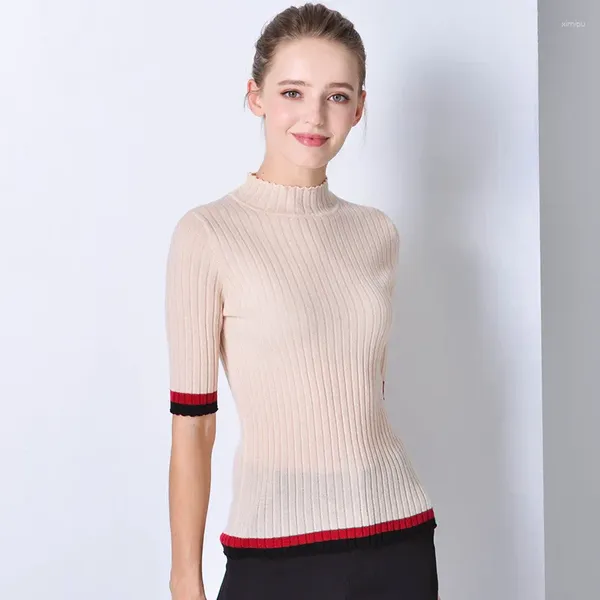 Suéteres de mujer Beige Mujeres Turtleneck Fem Me Jumper Estilo coreano Jersey 2023 Otoño Invierno Ropa de punto Top Plus Tamaño Slim Fit