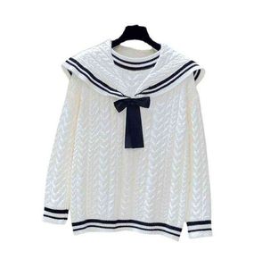 Damestruien Big Size damesjurk 200 dikke zuster Spring Nieuw pak Navy Collar Sweater Hoge taille rok Twee stuk