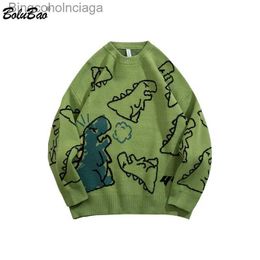 Dames Truien BOLUBAO Merk Trui Mannen Hip Hop Streetwear Mode Dinosaurus Cartoon Tops Trui O-hals Oversize Casual SweatersL231010