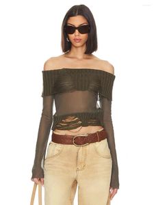 Damessweaters Merkontwerp Dikke elastische gebreide mesh top met half doorlopende gaten