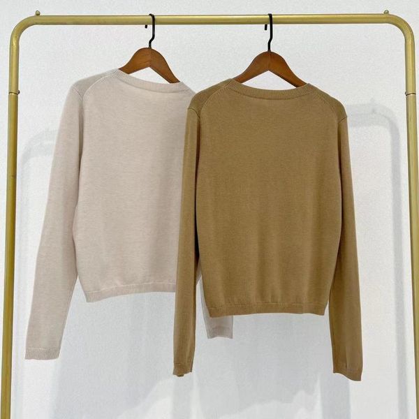 Suéteres para mujer Marca Maxm Wool Classic Women Luxury Knitwear Suéter Todo en uno Cuello redondo Base de color sólido