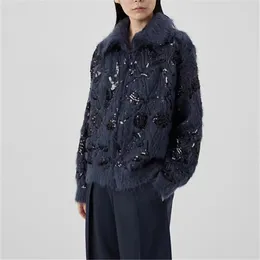 Suéteres de mujer Cárdigan Bru Cuci en mohair y lana deslumbrante bordado Swearter 2023 abrigos de diseño de inspiración floral de lujo