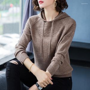 Suéteres de mujer, jerséis de punto de Cachemira, suéter de mujer con capucha, jersey de moda de estilo coreano, ropa de punto de lana para mujer, Tops 5079