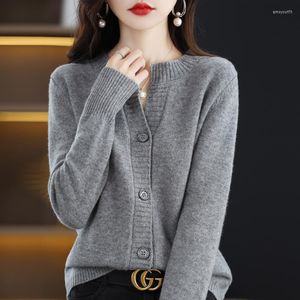 Dames truien Cashmere Sweater dames O-hals vest pure wol breien lange mouwen jas basis Koreaanse mode top