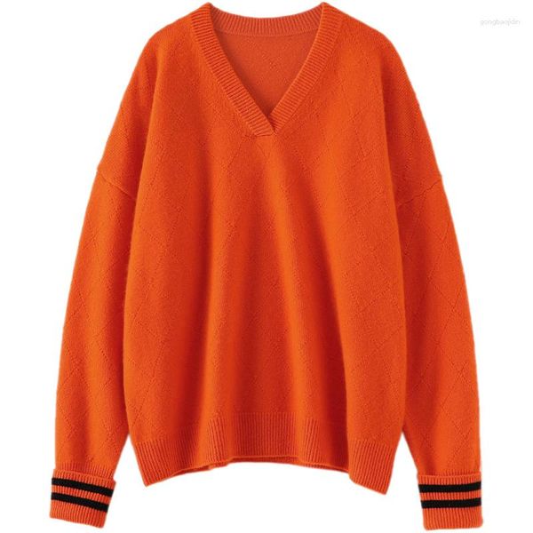 Pulls pour femmes cachemire hiver chaud pull femmes 2023 Designer dernière mode pour vêtements Orange pull