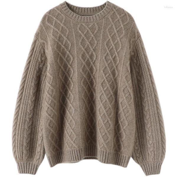 Sweaters de mujeres Cashmere Invierno Sweater cálido Mujeres 2023 High Street Argyle Foltea de moda de moda coreana Tops