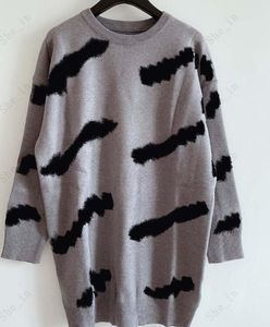 Women's Sweaters Casual Knit Dress Contrast Color Long Sleeve Autumn Fashion Wear Classic Letter Pattern