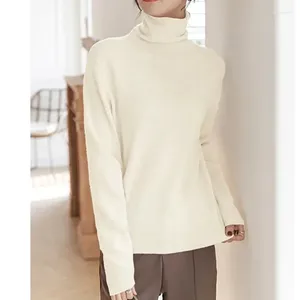 Chandails pour femmes décontracté lâche doux pull sommets hiver solide femme vêtements mode épaissir col roulé laine pull pull pulls