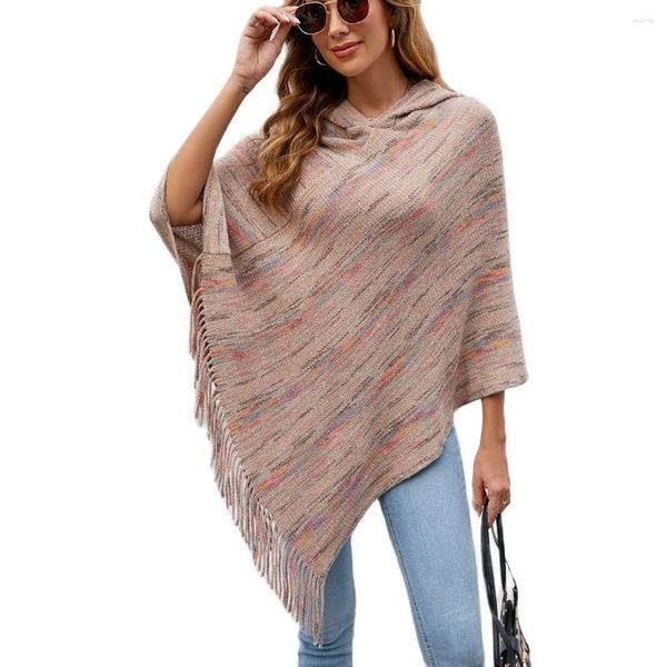 Chandails pour femmes Casual lâche femmes streetwear pull femme vêtements d'extérieur à capuche capes fille pull cape dame tricoté gland châle manteaux