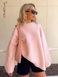 Suéteres de mujer Casual Rosa Oneck suéter para mujer 2023 Otoño Invierno manga larga suelta mujer pulóver elegante moda streetwear prendas de punto 231116