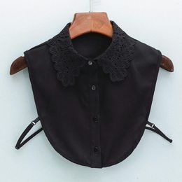 Pulls pour femmes décontracté solide dentelle perruque col pull chemise col décoratif bavoir surdimensionné