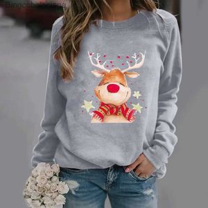 Damestruien Casual sweatshirt Huidvriendelijke sweatshirt Trui Lichtgewicht dik Trendy Hertensterrenprint KersttruiL231010