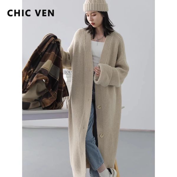 Chandails pour femmes Chic Ven Femmes Cardigan Lâche Basic Long Casual Pulls tricotés Pull doux Manteau Femme Vêtements Automne Printemps 2023 231101