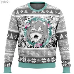 Pulls pour femmes Noël Anime Ahegao Pull Cadeau Père Noël Pull Sweat-shirt 3D pour hommes et haut Vêtements d'automne et d'hiver 2023 NouveautéL231107