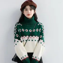 Suéteres femininos camisola de natal gola alta estilo coreano mesmo que internet celebridade pullovers doce feminino outono inverno jumpers pano