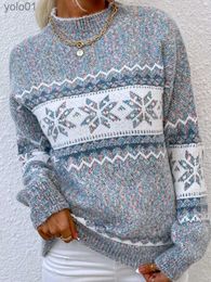 Chandails pour femmes Col roulé de Noël Flocon de neige Tricot Lâche Femmes Pull Hiver Mode Chaud Pull Pulls Casual Lady Chic All-Match JumperL231107