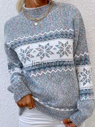 Pulls pour femmes Col roulé de Noël Flocon de neige Tricot Lâche Femmes Pull Hiver Mode Chaud Pull Pulls Casual Lady Chic All-Match Jumper J231110