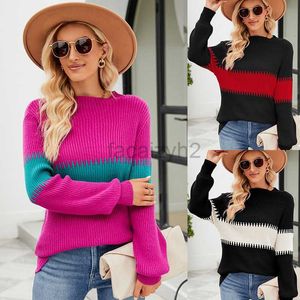 Séteres de mujeres Bloqueo de color Patchwork Medio suéter para femenino Autumn/Invierno Nuevo estilo perezoso Sweater Fashion Fashion Tops