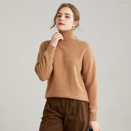 Suéteres de mujer, camisa de cuello alto para ir al trabajo, moda gruesa, jersey de otoño e invierno, suéter suelto de punto inferior para calidez Pre