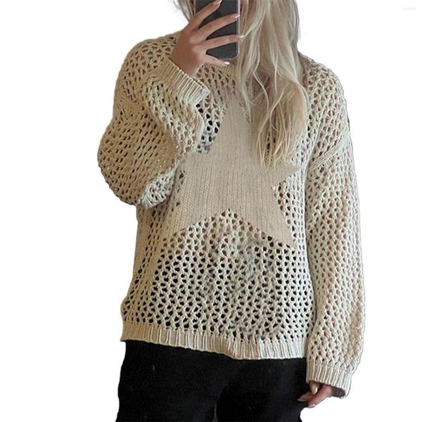 Pulls pour femmes Crochet Star Tricoté Simple Style Sexy Tops Mode Polyvalent Dailywears Creux Trous Pulls Tricots Pour Femme