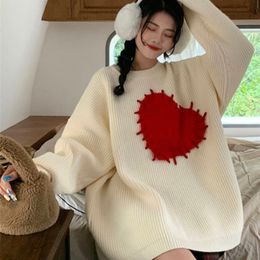 Dames truien Deeptown Japanse stijl hartprint trui vrouwen Harajuku vintage gebreide jumper losse pullover tops voor zoete meisjes 221006