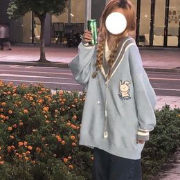 Dames Truien Deeptown Kawaii Blauwe Trui Vrouwen Preppy Mode Oversized Japanse Stijl Sweet School Girly Jumper Vrouwelijke Koreaans