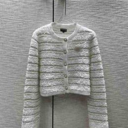 Suéteres de mujer diseñador 2023 nueva primavera Milan Runway cuello redondo manga larga de gama alta Jacquard Cardigan Tops CNM4
