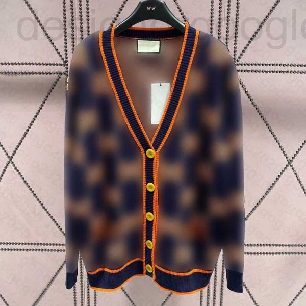 Pulls pour femmes Designer 23 femmes tricots hauts de créateurs avec lettre all-over Jacquard Milan Runway marque col en V haut court chemise haut de gamme élasticité Cardigan