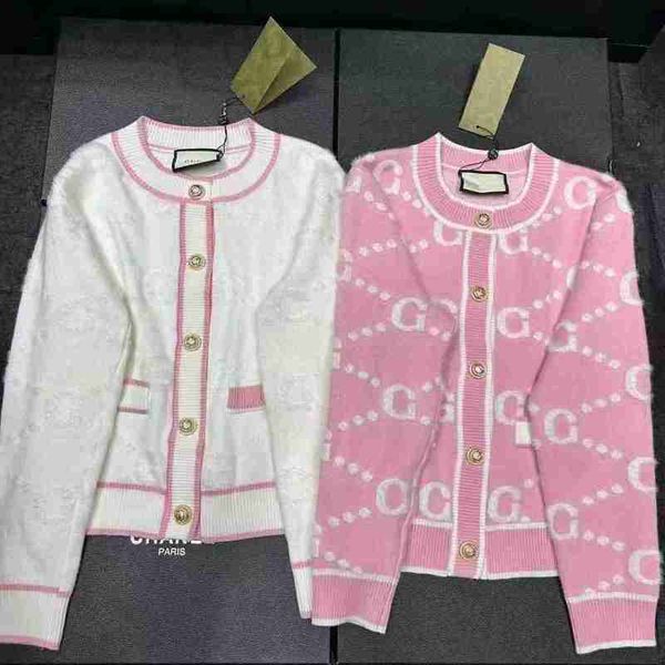 Suéteres de mujer Diseñador Cardigan Suéter para mujer Camisa con botones rosa Clásico G Letra Jacquard Moda Regular Casual Manga larga Chaqueta de punto Ropa de mujer top