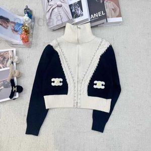 Sweaters de mujer diseñador CE Fashion Marca Autumn/Winter New High Cello High Toade Boaded Black and White Contraste Cardigan de manga larga suéter Anyc
