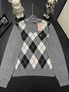 Damessweaters designer Designer dames gebreide effen kleur lange mouwen letter wol diamant geruite stijl mode ster losse high-end top PQEM