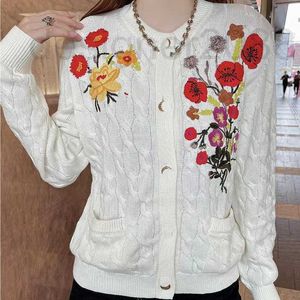 Pulls pour femmes designer famille G lettre fleur brodée col rond cardigan en laine manteau femme vent lâche et paresseux polyvalent automne hiver 2022 NOUVEAU QDUC