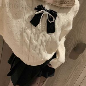 Pulls pour femmes Designer Haut de gamme 1.1 MIU Miao Academy Style Doll Col Perle Bow Pull BDGS