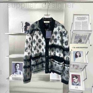 Damestruien Designer Hoge versie Donkey Merk Same Style 23 Autumn/Winter Mohair Old Flower Cardigan Zwart -witgrijze gradiënt Kleur Matching Jacket 4PLN