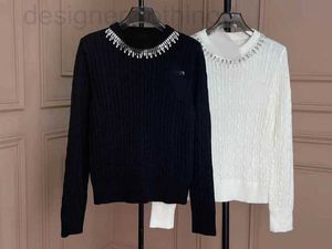 Suéteres para mujer Diseñador de lujo 2023 Primavera Nuevo M Letra de gama alta Collar de industria pesada Cuello de seda de hielo de punto blanco y negro Cardigan X9XI