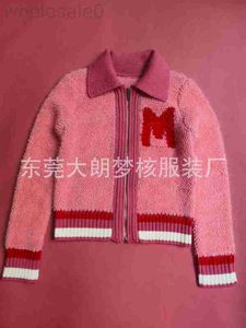 Suéteres para mujer Diseñador Menghe produce Miao Jiamei Red Polo Cardigan Cremallera M Manga larga Prendas de punto Abrigo corto RI80