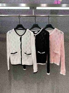 Damestruien Designer Nieuwe Spring Summer Breated Sweater Women Cardigan O-Neck Single Breasted Long Sleeve Sweet Knitwear GKX8