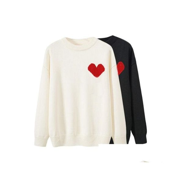 Chandails de chandails pour femmes pull love coeur une broderie femme amant cardigan tricot rond cou colur haut lettre de mode pour femmes whit dhu1k