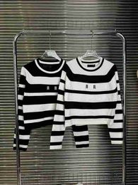 Suéteres de mujer Diseñador Mujer Puntos Tops con letras Jacquard a rayas Milan Runway Marca de lujo Cuello redondo Crop Top Camisa High End Elasticity Casual Outwear RSGE