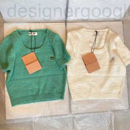 Suéteres para mujer Diseñador Mujer Suéter de punto de lana Camiseta de diseñador Verano Nuevo Bordado de gama alta Camiseta de manga corta Cuello redondo Jersey Teddy