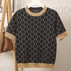 Damestruien ontwerper Yang Mi Star's nieuwe trui in 2022 Winter goud gebreid T-shirt trui met korte mouwen dames 298Z BVXD