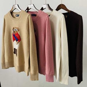 Pulls pour femmes poupée ours rouge col rond laine cachemire mélangé pull tricoté décontracté polyvalent haut de mise en page