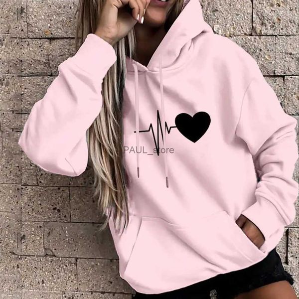 Pulls pour femmes, livraison directe!! Nouveauté sweat à capuche pour femme cordon chaud pull coeur imprimé printemps HoodieL231213