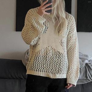 Damestruien vroeg herfst ronde nek massief lang mouw gebreide sterrendeksel oversized pullover sjaal kraag sweatshirt vrouwen