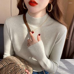 Pulls pour femmes Élégant Solid Basic Tops tricotés Femmes Turtleneck Pull à manches longues Mode coréenne Casual Slim Pull Knitwear Sueter