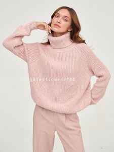 Chandails pour femmes tricot européen et américain lâche transfrontalier nouveau col roulé épais automne et hiver pull