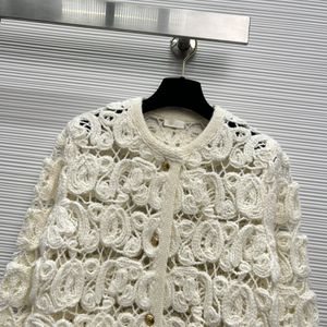 Dames truien Europese ontwerpers ontwerpen high-end lente en zomer nieuwe producten, vakantie-slierten, bloemhaken, gebreide trekkoord-vestiging jas