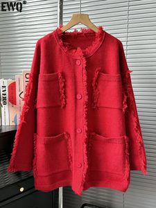 Chandails pour femmes Ewq o-cou gland poches patchwork pull cardigan veste femmes à manches longues noël rouge manteau hiver automne 16o481 231130