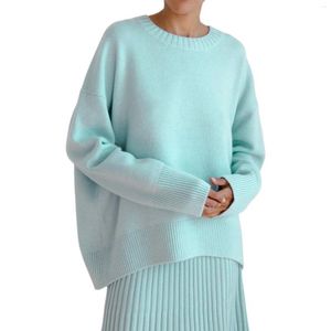 Pulls pour femmes automne et hiver tricot col rond ample solide col côtelé tunique pull Harem sweat à capuche déplorable pull sweat