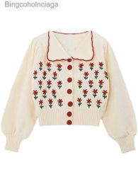 Maglioni da donna Autunno Inverno Moda coreana Donna Kaii Mori Ragazza Ricamo Cardigan Maglioni natalizi Maglieria vintage Estetico Crop TopL231010